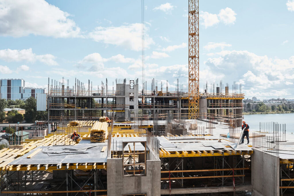 A construction site of a building