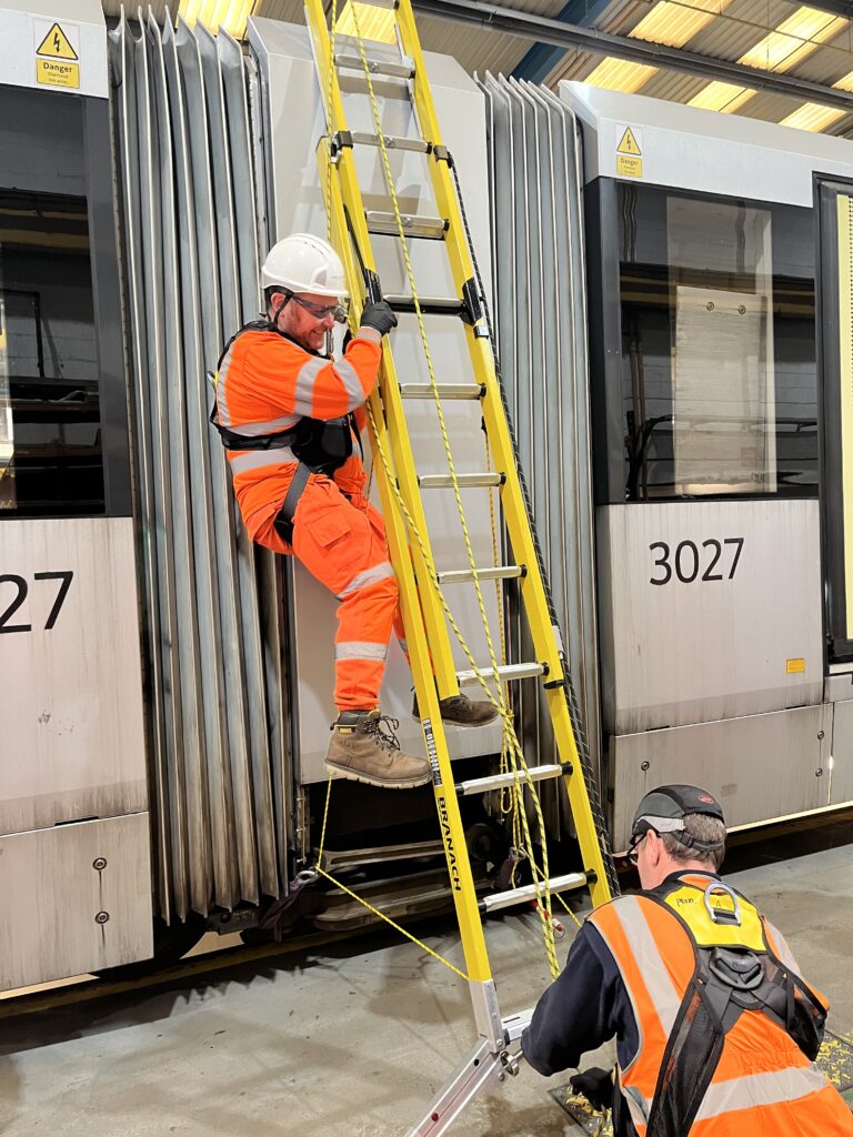 Metrolink staff emember using the new piece of ladder equipment